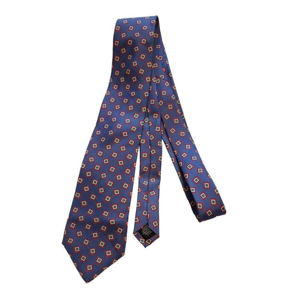 #6375 Claybrooke Perywinkle Silk print Vintage Necktie